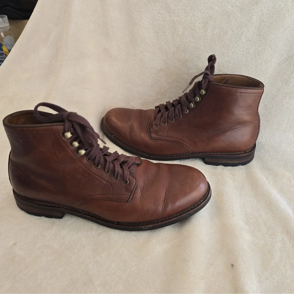 J Crew Kenton Plain-toe Boot Leather Vibram Sole Brown Men's Size 10